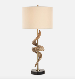 Rams Horn Table Lamp   34H,   Shade 10H X 15 Dia. (in)