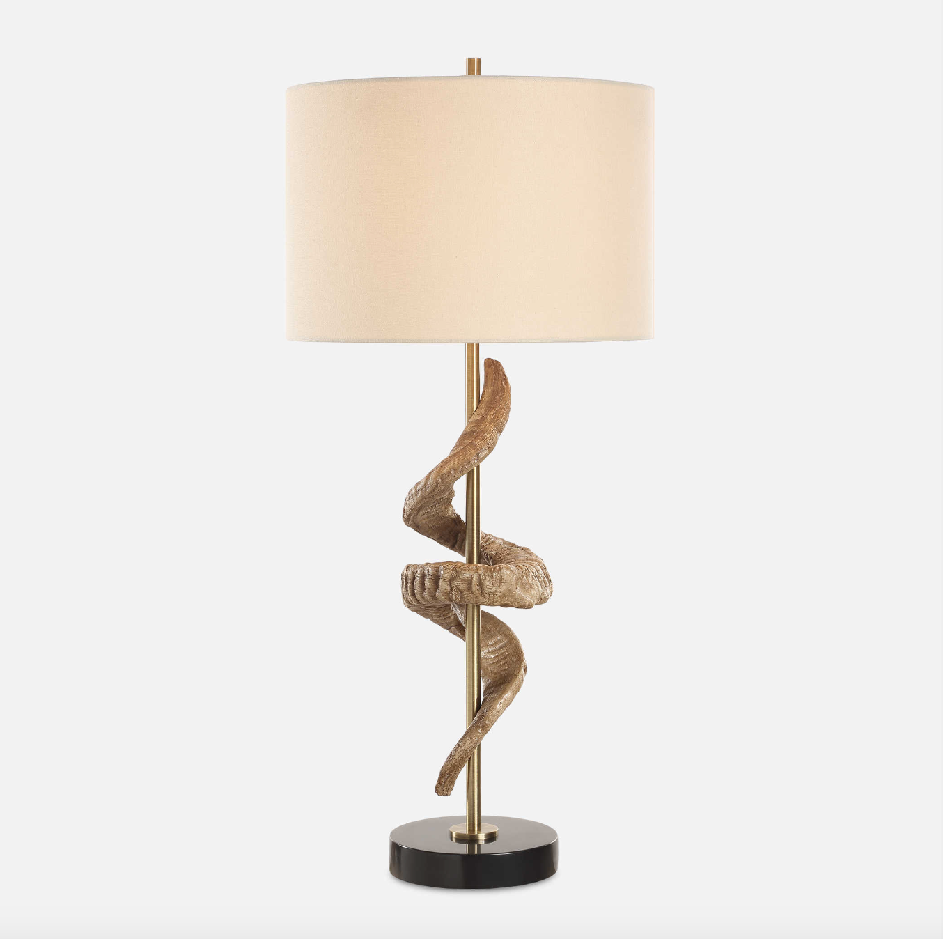 Rams Horn Table Lamp   34H,   Shade 10H X 15 Dia. (in)