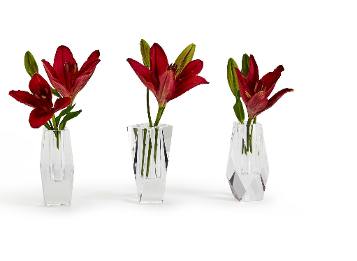 Faceted Hand-Cut Crystal Glass Bud Vase