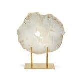 White Quartz Geode Slab on Gold Base