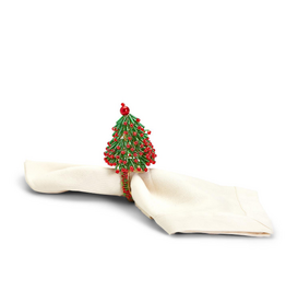 Glass Beaded Christmas Tree Napkin Ring