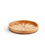 Parquet Woven Wood Round Tray 18" D