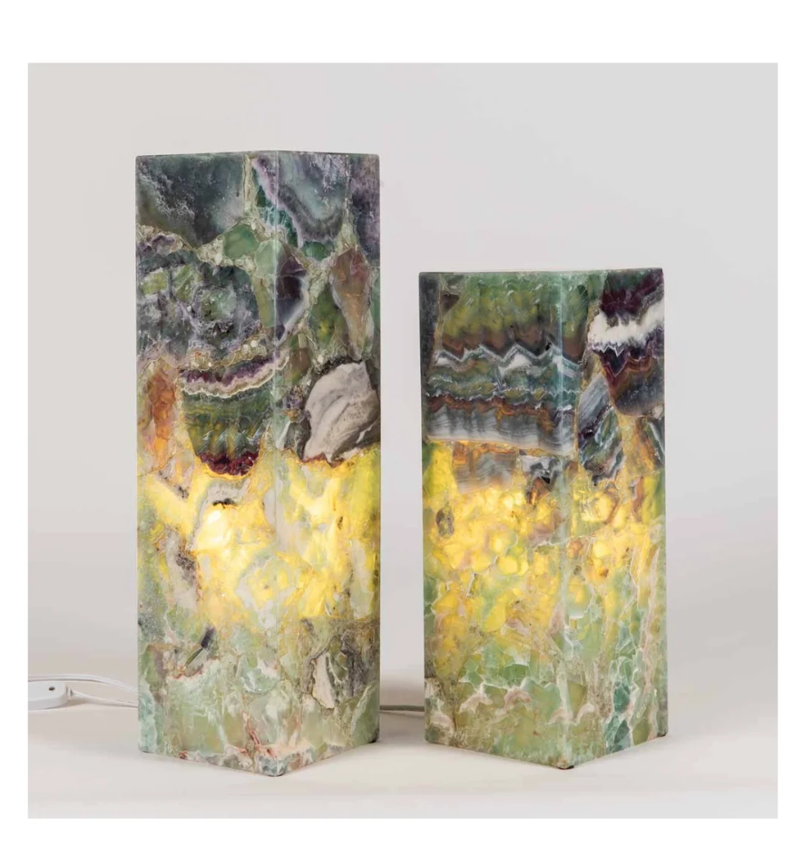 Small Fluorite Cube Table Lamp 6 x 6 x 16