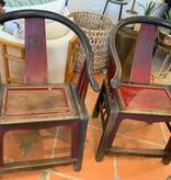 PAIR OF ANTIQUE WOODEN HORSESHOE CHAIRS