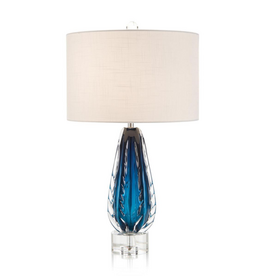 Amalfi Blue/Clear Glass Lamp 28.5"H X 16"W X 16"D