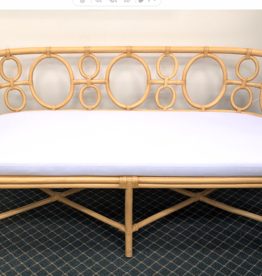 Tegal Muslin Bench (misty lilac cushion)  - H: 30" W: 60" D: 23.5"