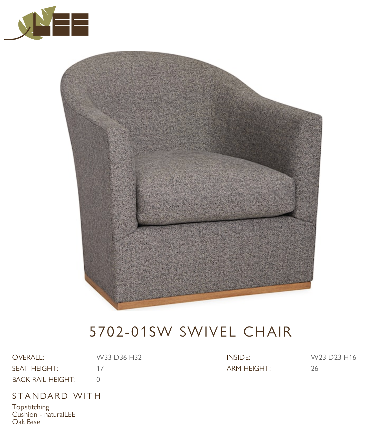 5702-01SW Swivel Chair in Maldives Aloe and Maui White Seat W33xD36xH32