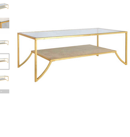 Elite Coffee Table in Royal Gold with Carrera Marble 18.5" x 52" x 27.5"