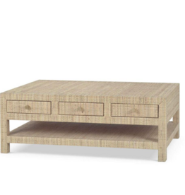 Kagu 6 Drawer Coffee Table w/ Rattan W 47 x D 30 x H 18 in