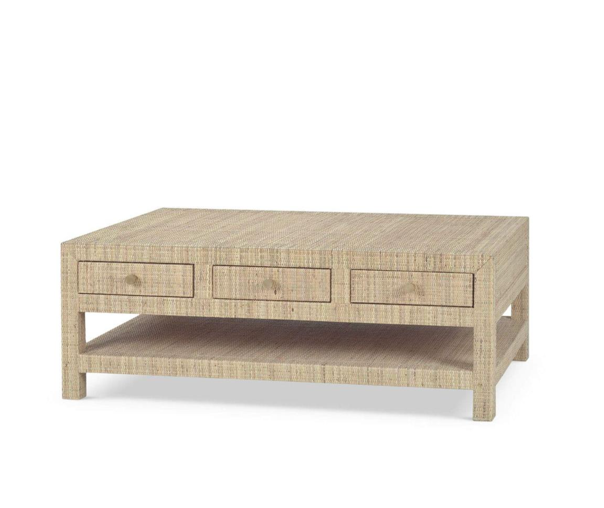 Kagu 6 Drawer Coffee Table w/ Rattan W 47 x D 30 x H 18 in