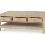 Kagu 6 Drawer Coffee Table w/ Rattan W 47 x D 30 x H 18 in