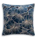 Cloud9 Design Navy Blue and Beige Floral Pillow
