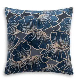 Cloud9 Design Navy Blue and Beige Floral Pillow
