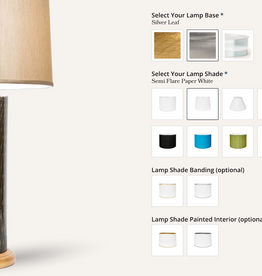 Speckled Black Cilindro Lamp / silver finish with classic white linen shade