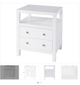 Nora Nightstand White  21Wx26.5Hx17.25D 2 Drawer