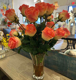 2 Dozen Long Stem Roses in Flared Vase (Salmon)