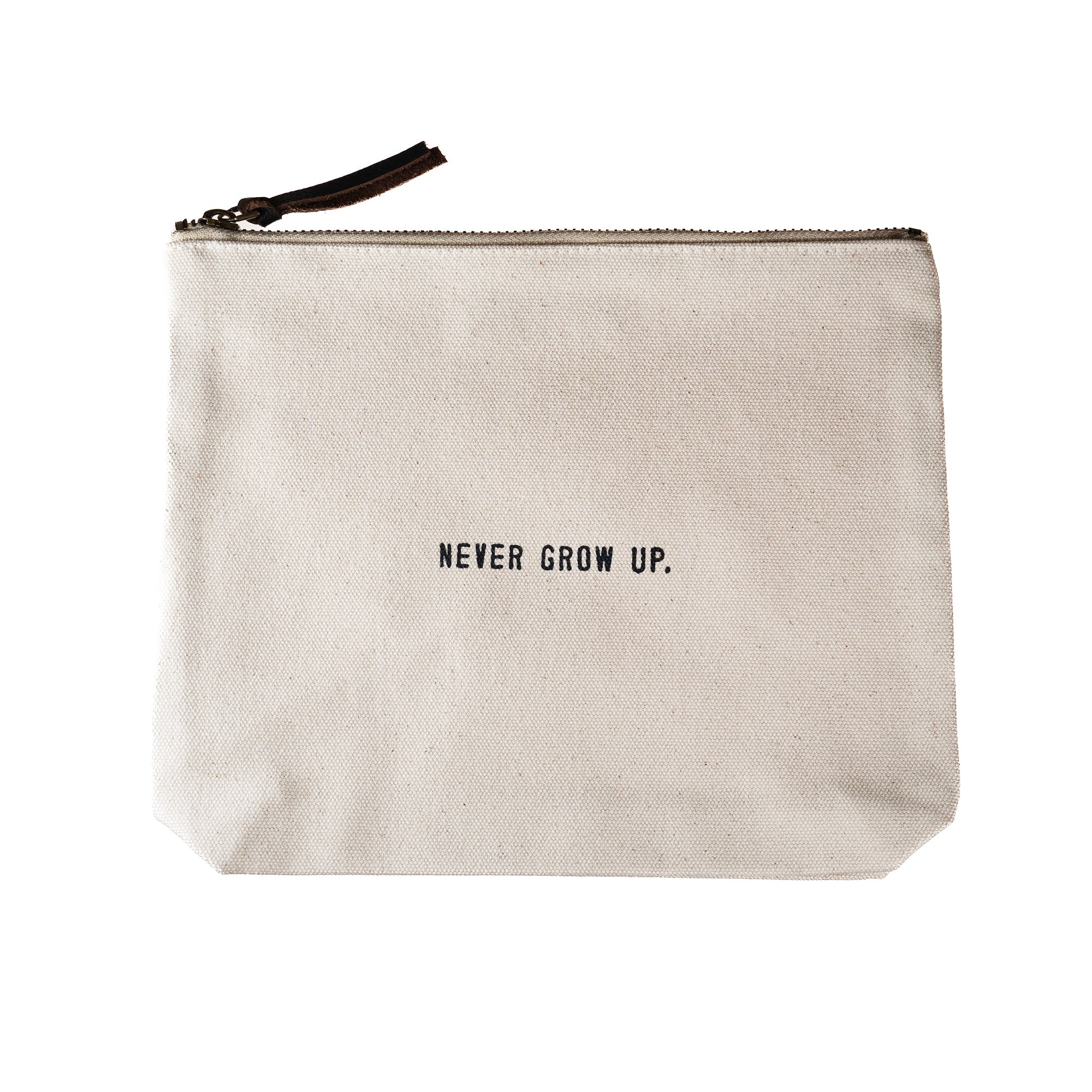 Never Grow Up Canvas Zip Bag