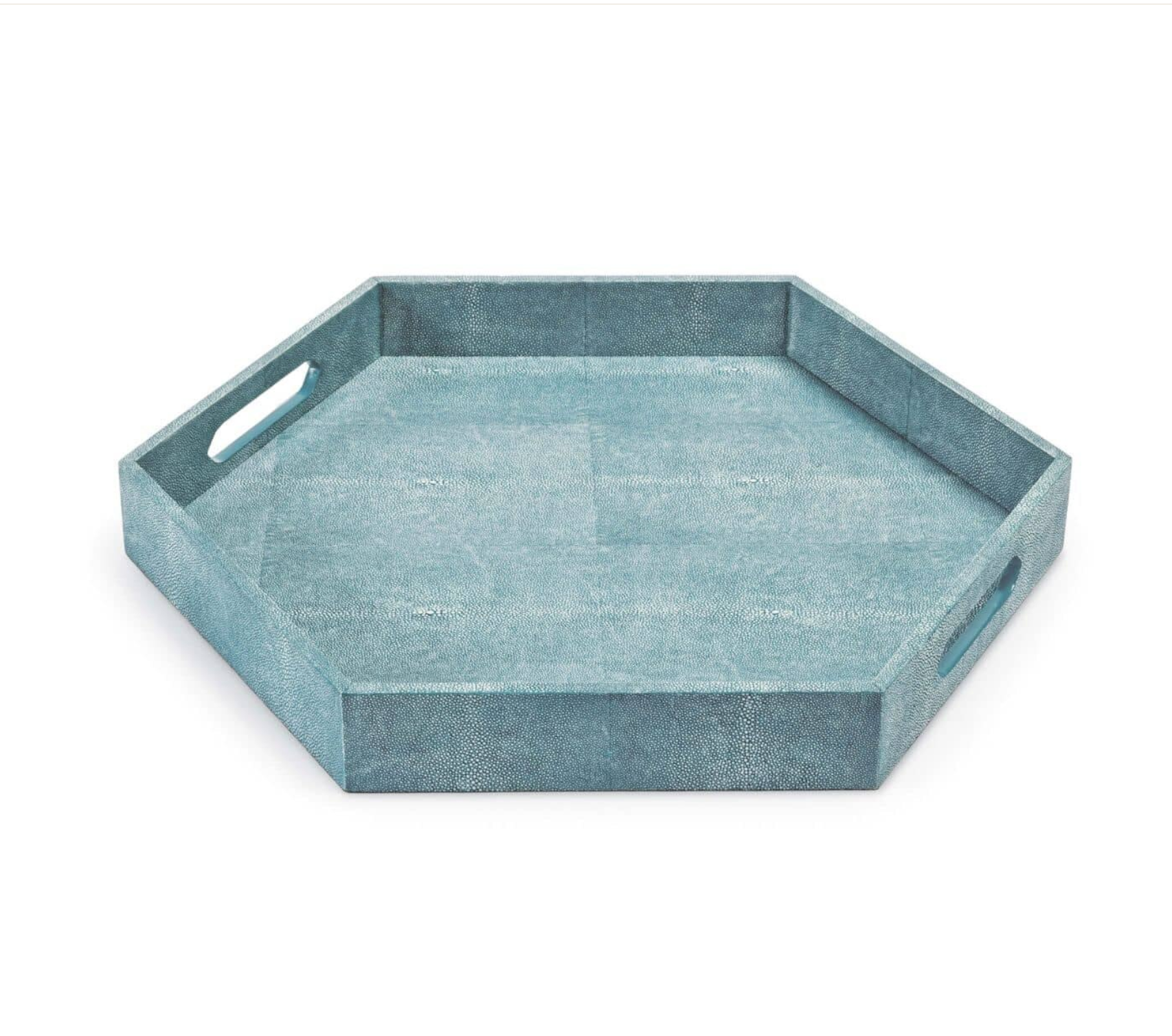 Shagreen Hex Tray - Turquoise  23"L x 20"W x 2.5"H