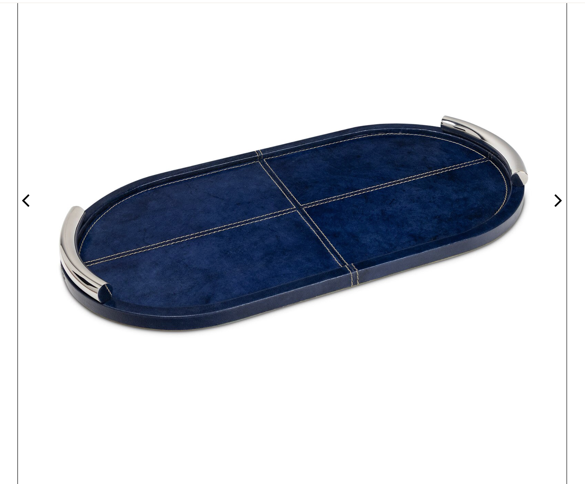 Hayes Leather Tray Oval  19.75"W x  10.75"D / navy