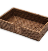 Rattan Guest Towel Napkin Holder in Dark Natural