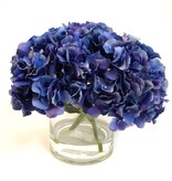 Large Hydrangea x3 in 5" Cylinder-Faux Water (Dark Blue)