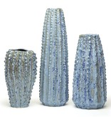 Blue Ribbed Vase-Med