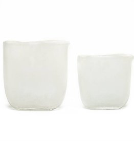 Ellipse White Frosted Vase-Large