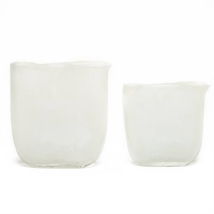 Ellipse Frosted White Vase-Small