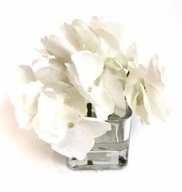 Hydrangea Votive-Faux Water (White)