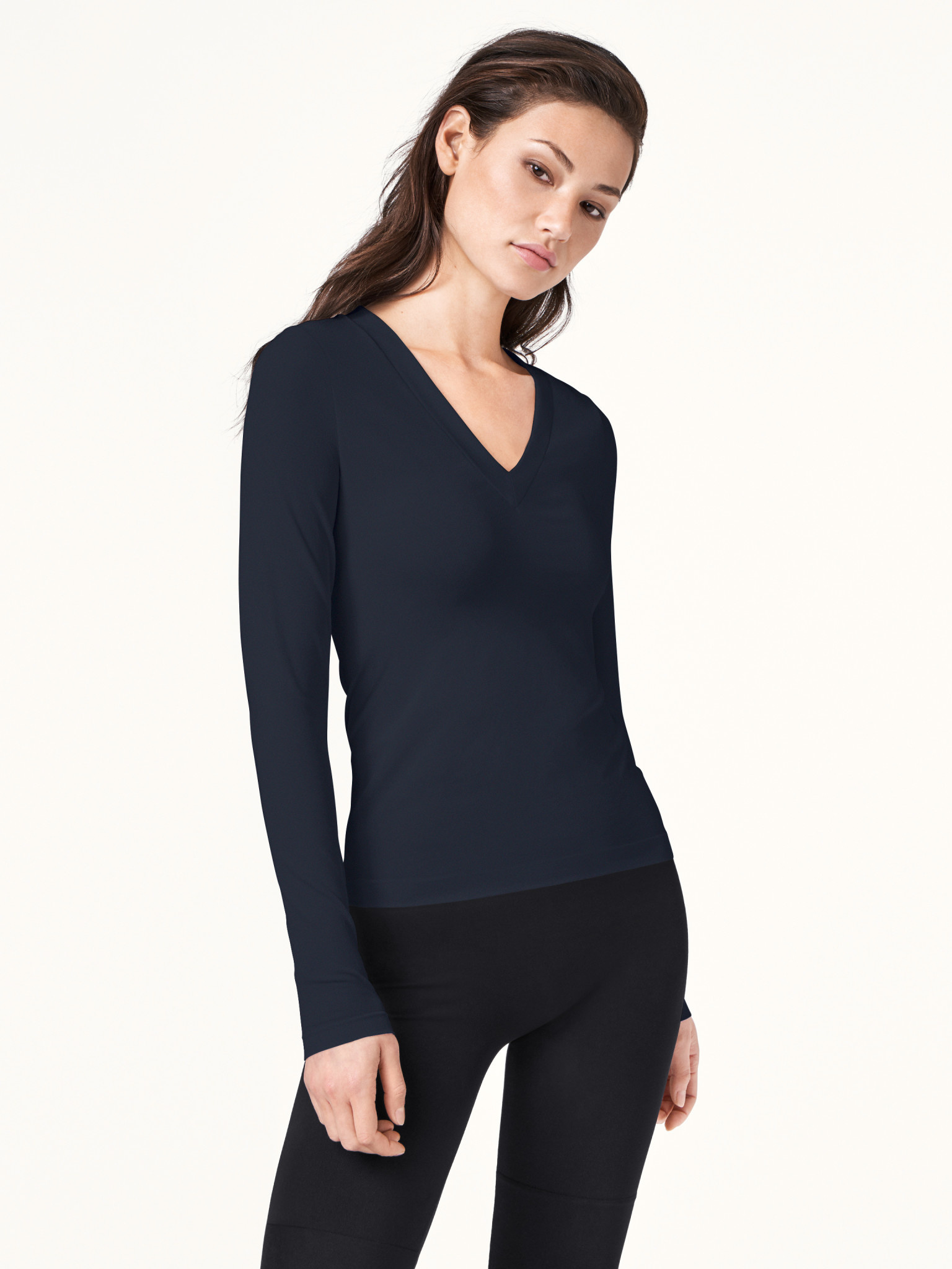 Wolford Aurora V-Neck Long-Sleeve Top - Bergdorf Goodman