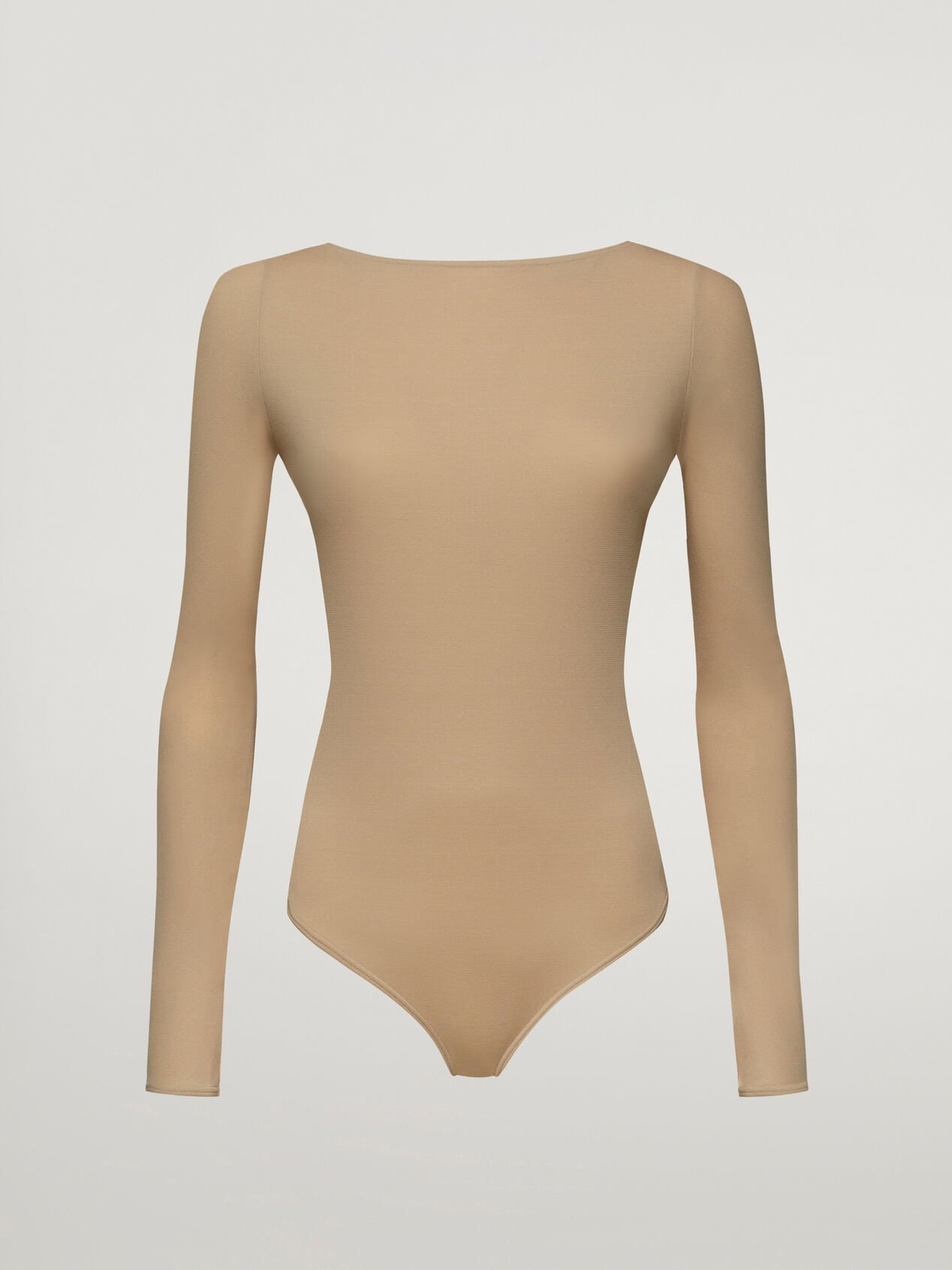 Wolford Formfitting Sleeveless V-neck Bodysuit In Powder