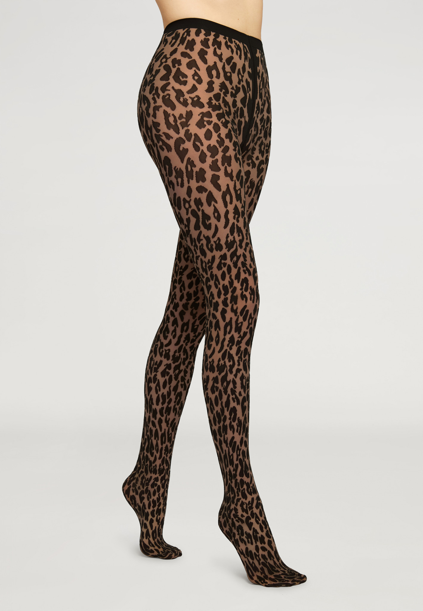Leopard Printed Footless Tights for Women Fashion Cheetah Print 
