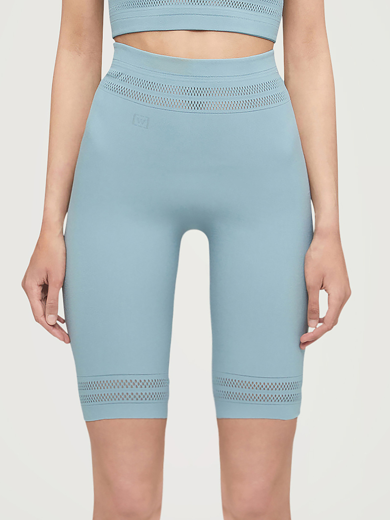 Wolford Net Lines Legging in Sky, Blue. Size S (also in XS).