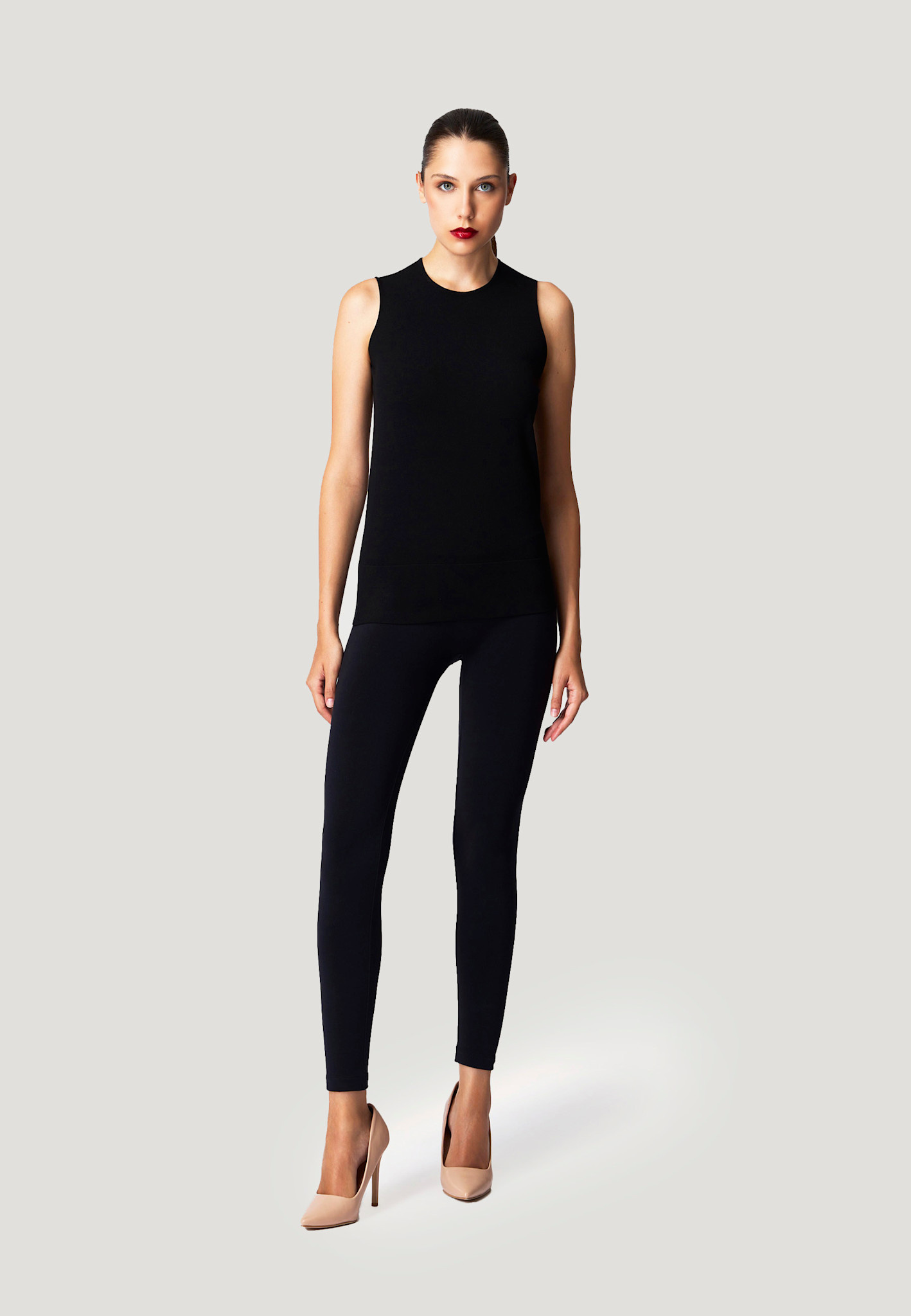WOLFORD 53371 Sheer Opaque Knit Top Sleeveless