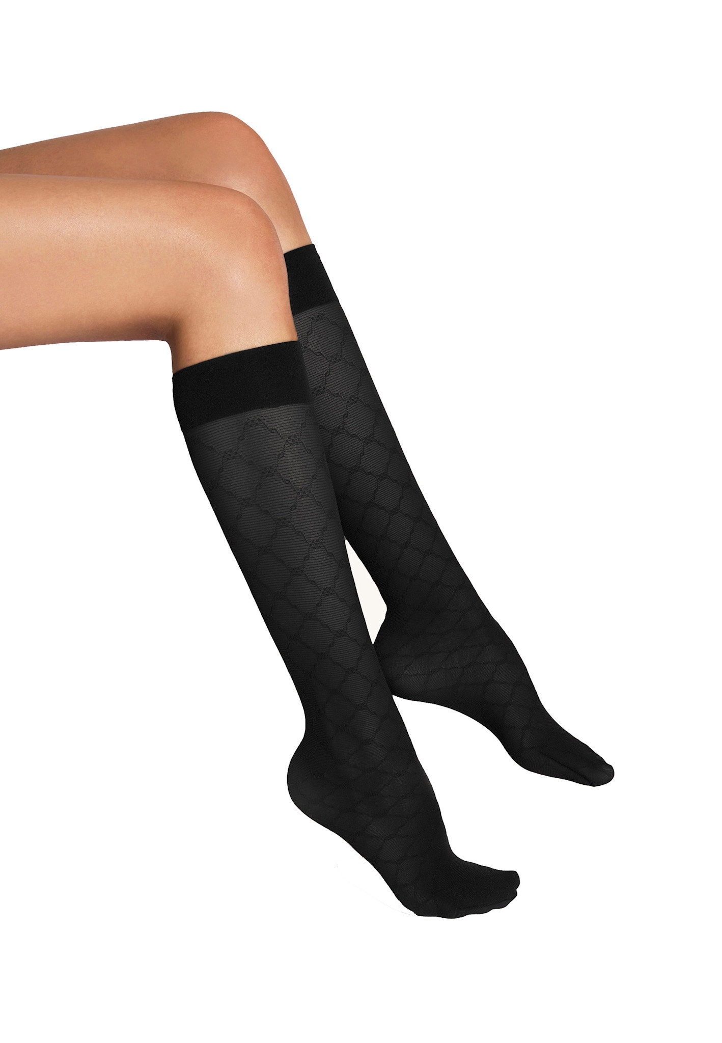 WOLFORD 34416 Sheer Pattern Knee-Highs