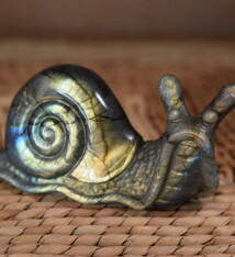Labradorite Snail Carving 3"