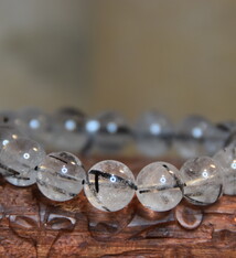 Black Tourmalinated Quartz Beaded Stretch Bracelet 12mm