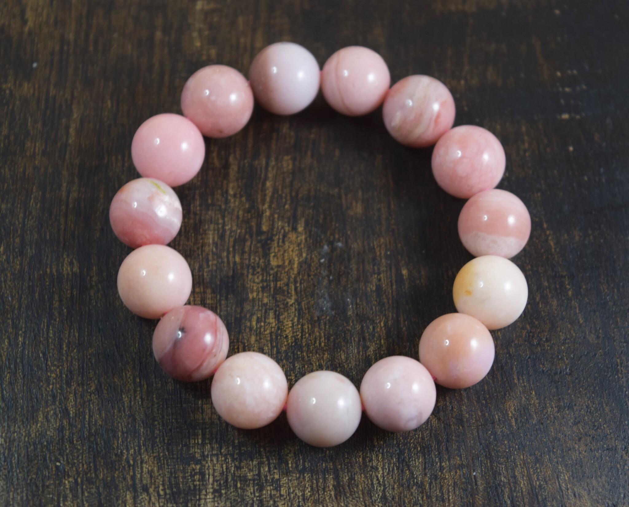 Peruvian Pink Opal 13mm Round Stretch Bracelet