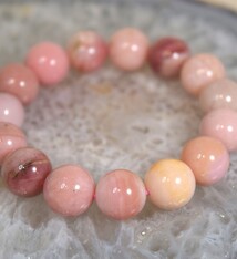 Peruvian Pink Opal 13mm Round Stretch Bracelet