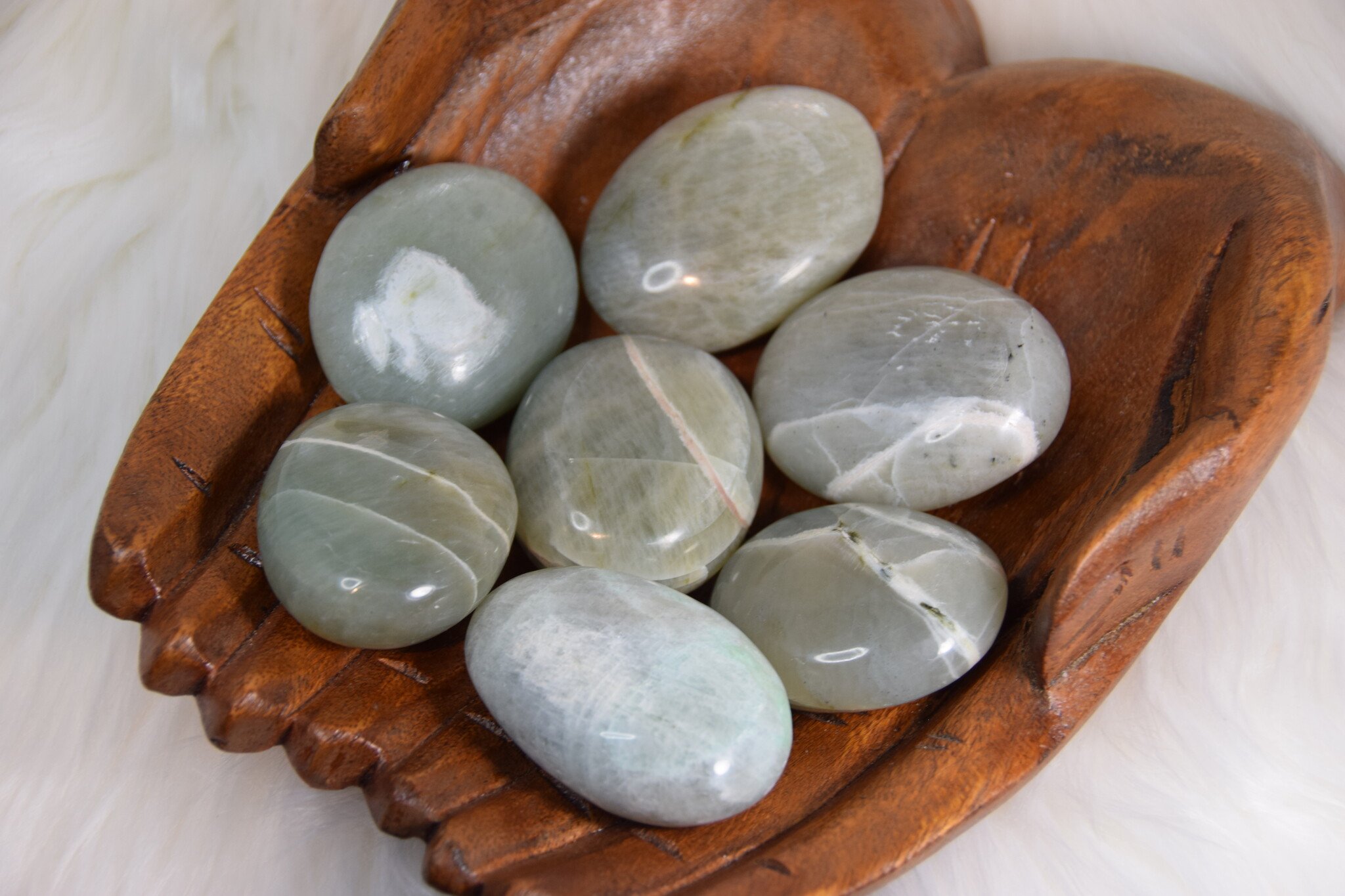 Green Moonstone Pebble 2” Palmstone