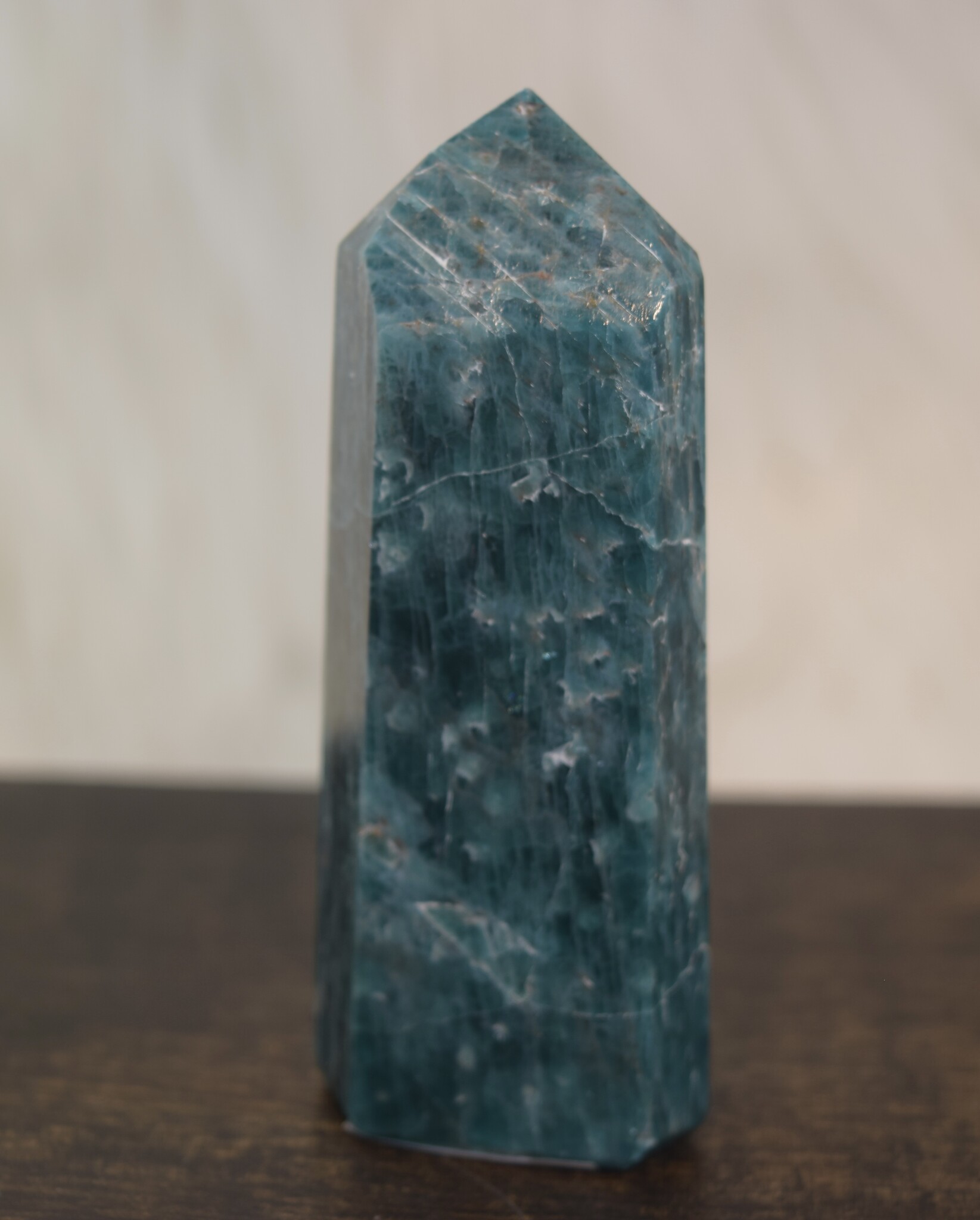 Blue Apatite Polished Point 140g