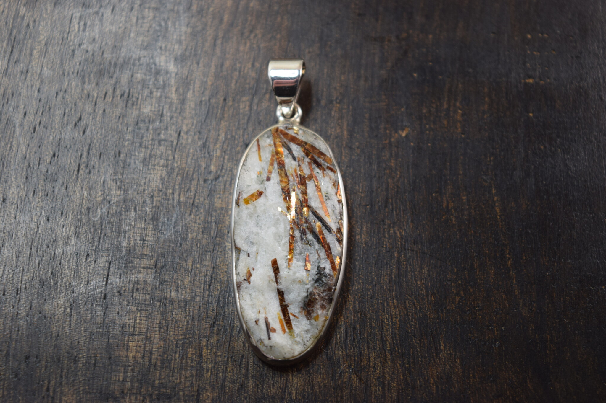 Sterling Silver Astrophyllite 42mm Bezel Set Pendant