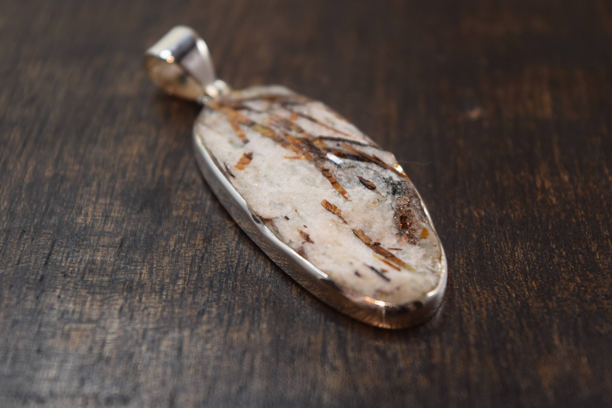 Sterling Silver Astrophyllite 42mm Bezel Set Pendant