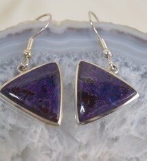 Sugilite Triangular Dangle Earrings