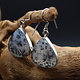 TWS SS Dendritic Agate 20mm Pear-Shaped Cabochon Dangle Earrings