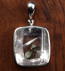 TWS Pyrite In Quartz Rectangular Bezel Set Pendant