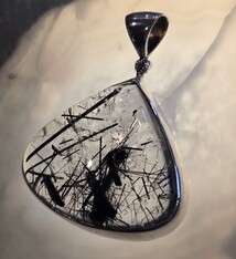 TWS Black Tourmaline in Quartz Teardrop Pendant