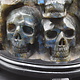 Labradorite 4-Skull Carving in Custom Wood Stand