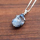 TWS SS Dumotierite Quartz Crystal 21mm Prong Set Pendant on 18" Chain