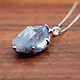 TWS SS Dumotierite Quartz Crystal 21mm Prong Set Pendant on 18" Chain